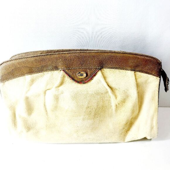 GucciCanvas Leather Clutch Bag